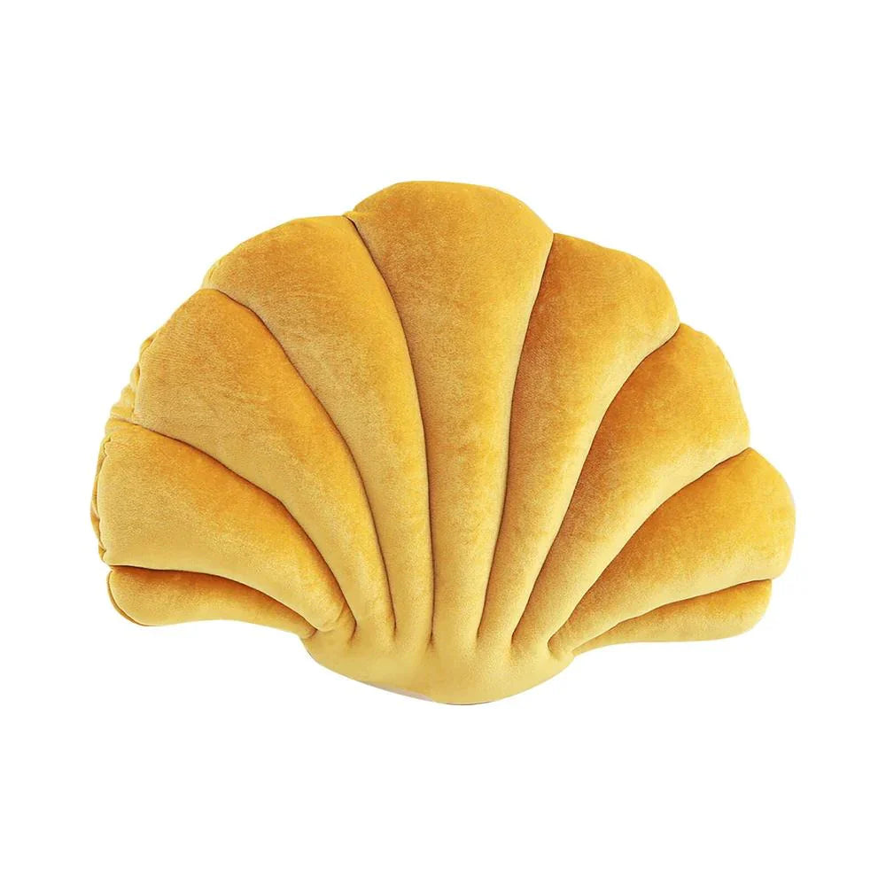 Sea Shell Velvet Throw Pillow Yellow