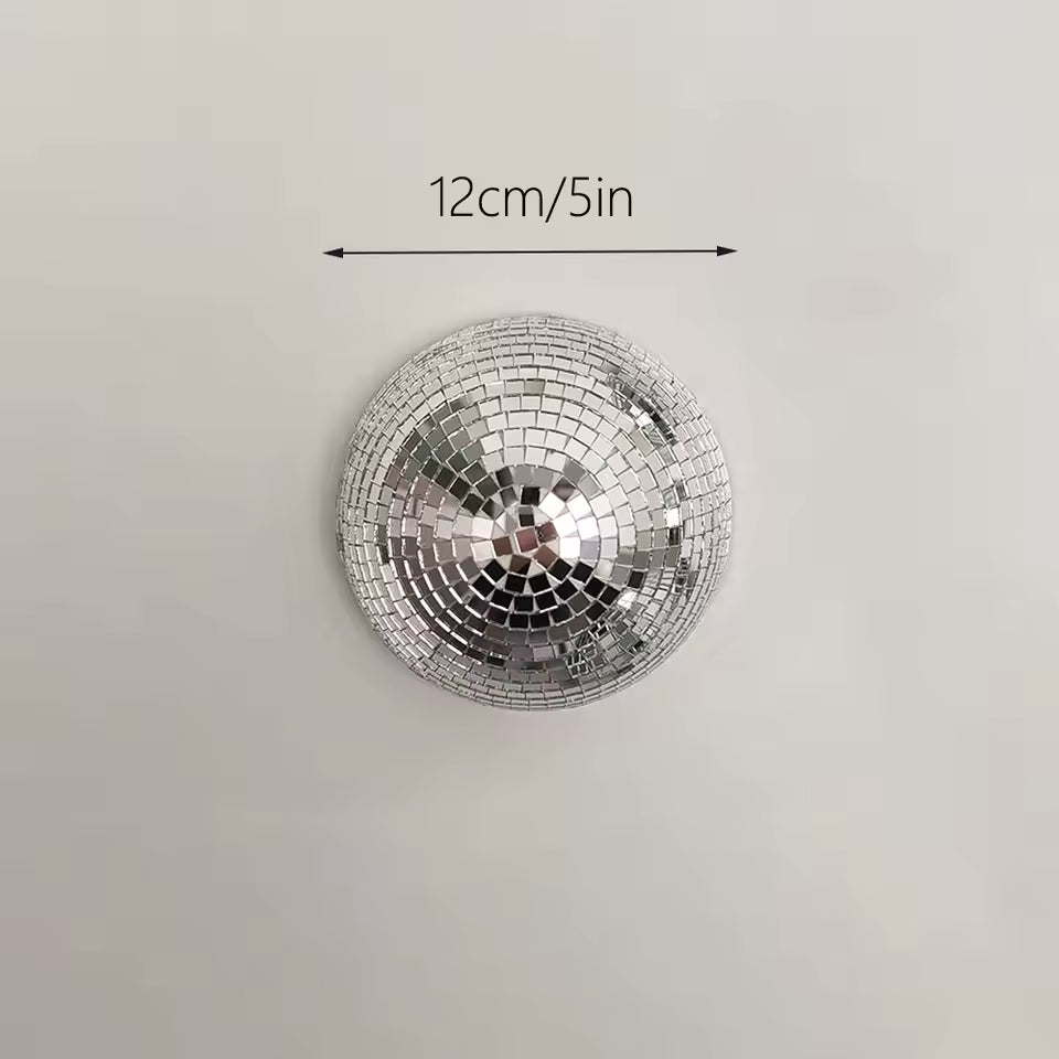 Silver Mirror Disco Ball Wall Decor Silver — 12 cm (5 in)