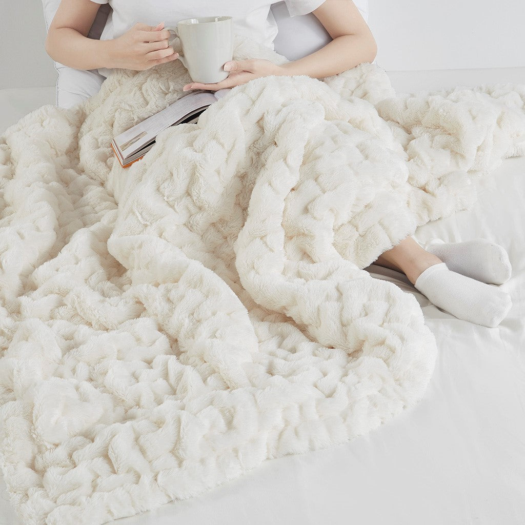 Ruched Fur Throw