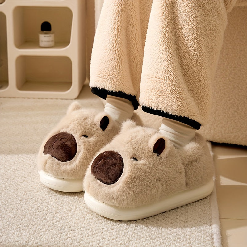 Women Cozy Capybara Slippers Beige