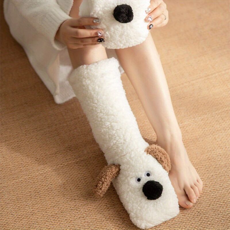 Women's Fuzzy Dog Plush Socks
