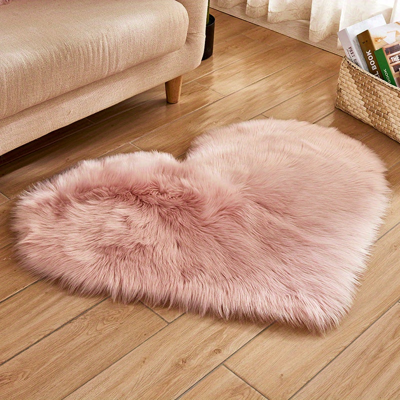 Heart Plush Rug Pink