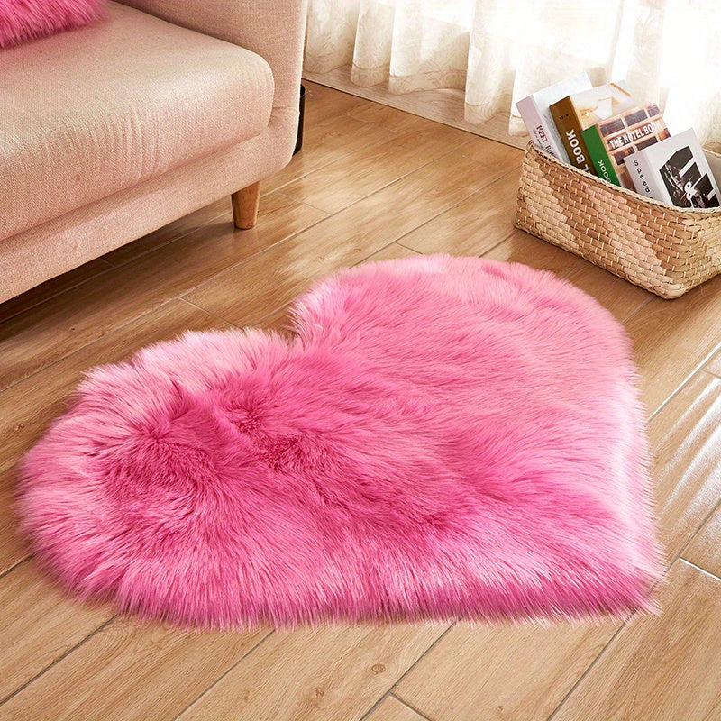 Heart Plush Rug Rose Red