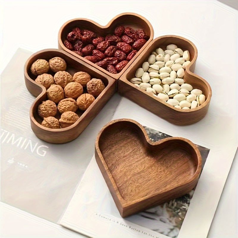Heart-Shaped Wooden Snack Tray