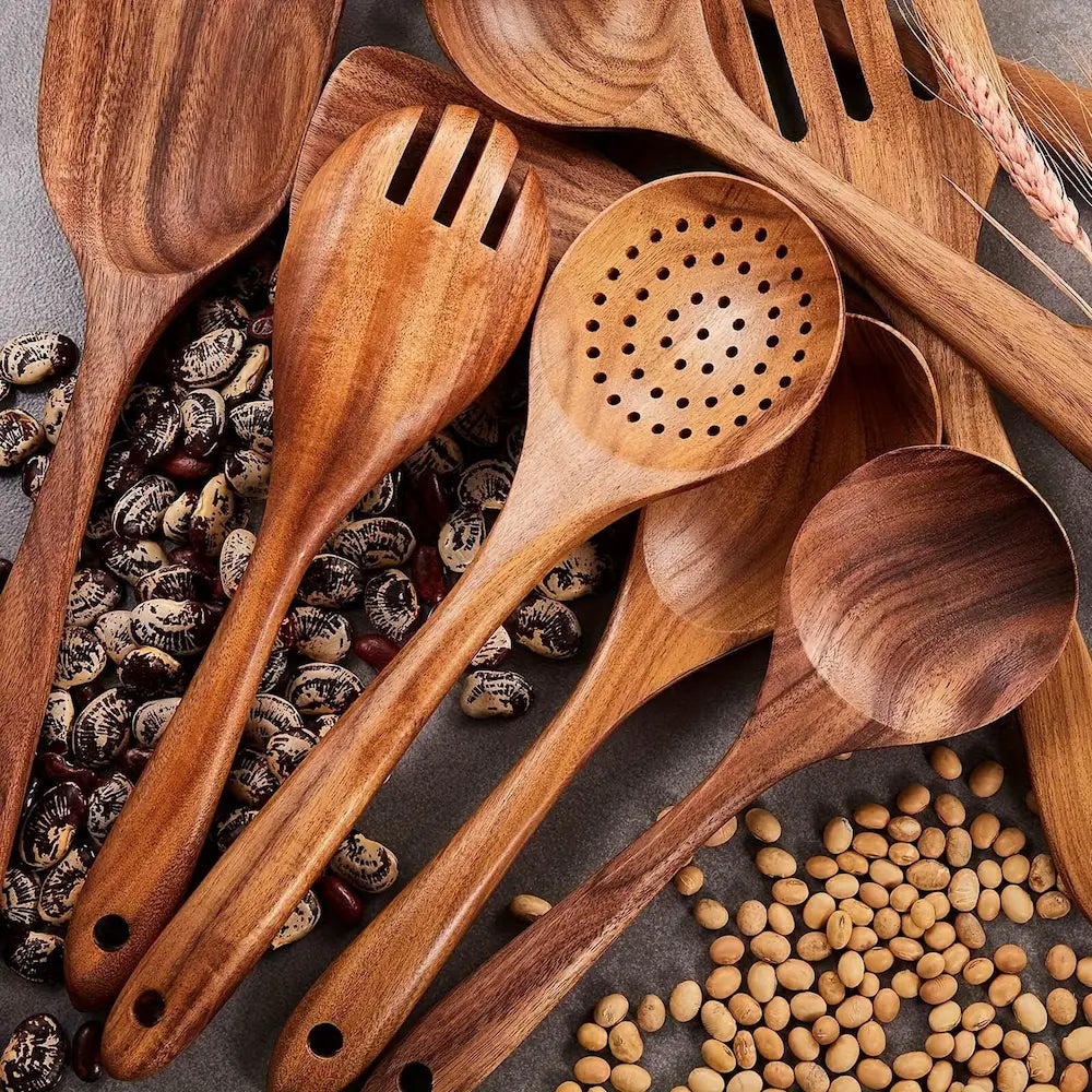 Rustic Wooden Kitchen Utensil Set 8PCS