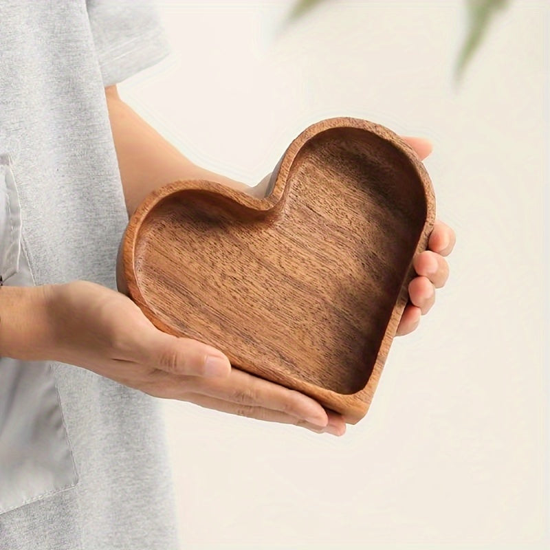 Heart-Shaped Wooden Snack Tray