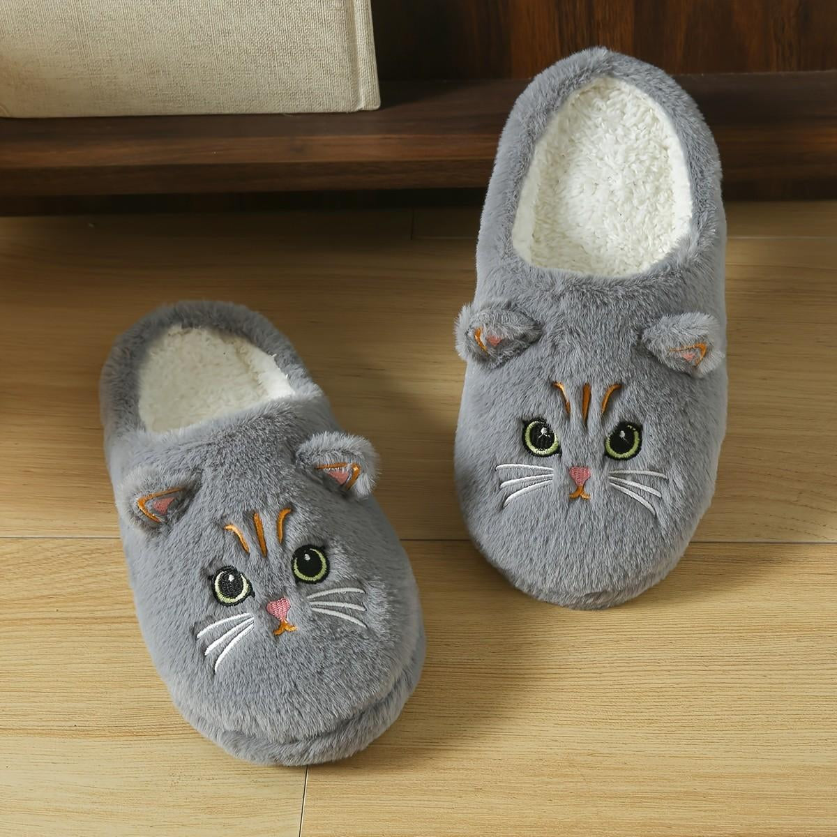 Women Cat Plush Slippers