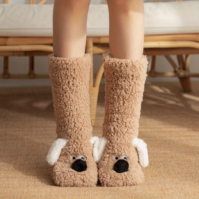 Women's Fuzzy Dog Plush Socks