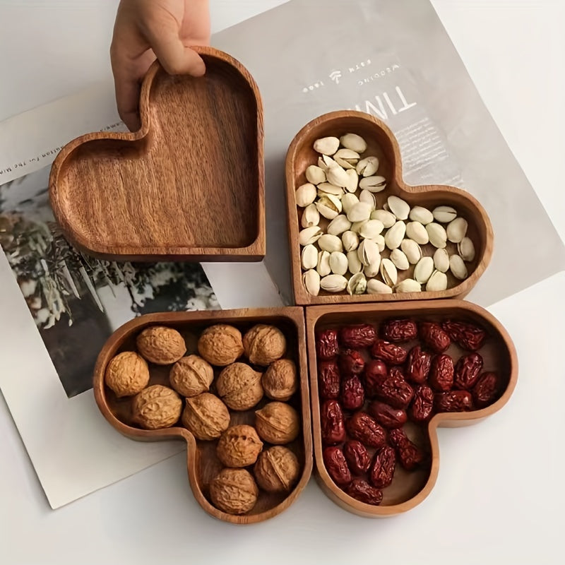 Heart-Shaped Wooden Snack Tray