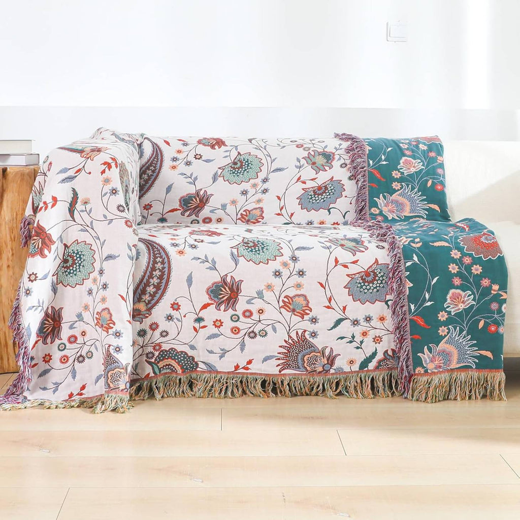 Amira Reversible Soft Cotton Throw Blanket