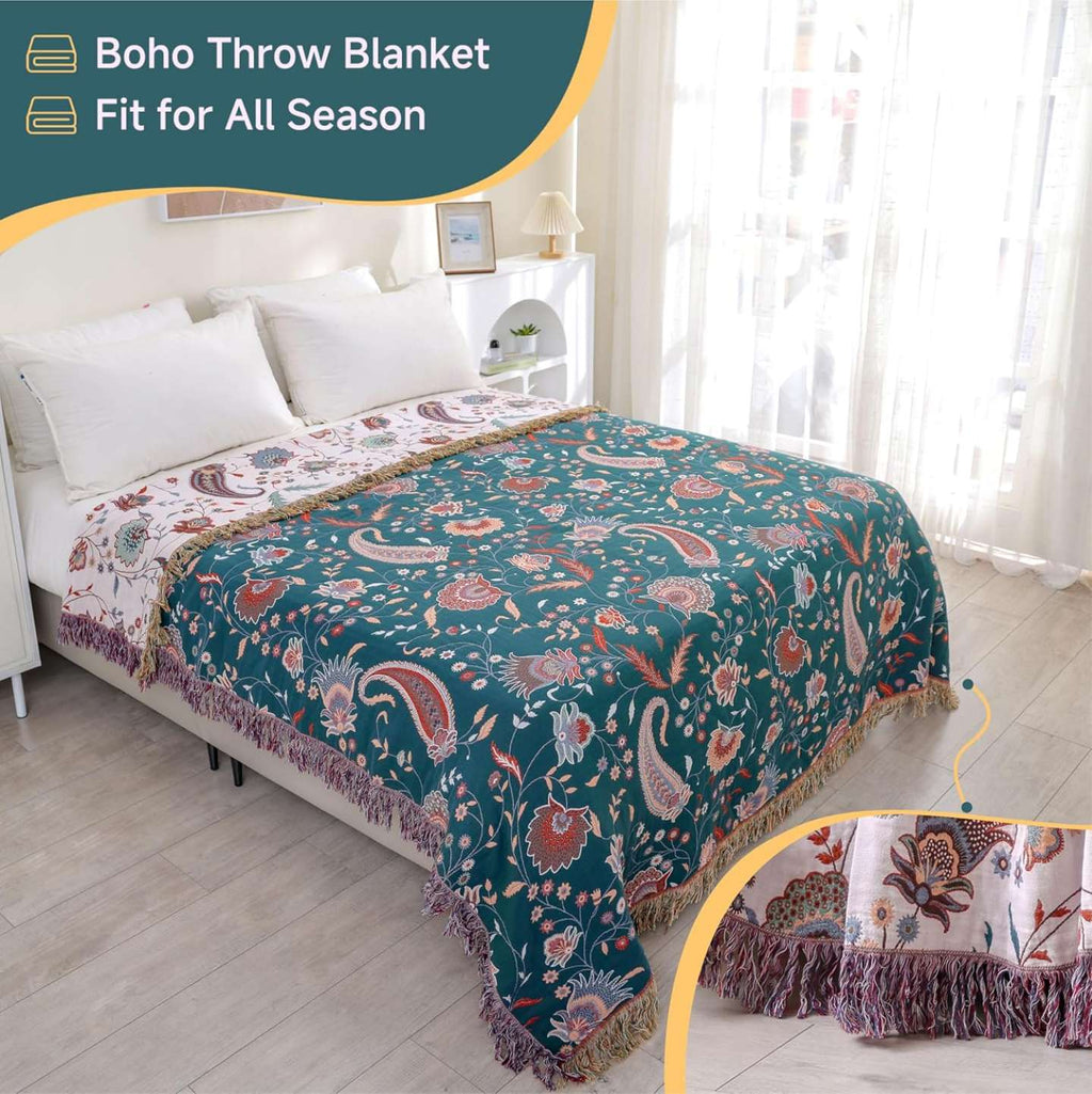 Amira Reversible Soft Cotton Throw Blanket