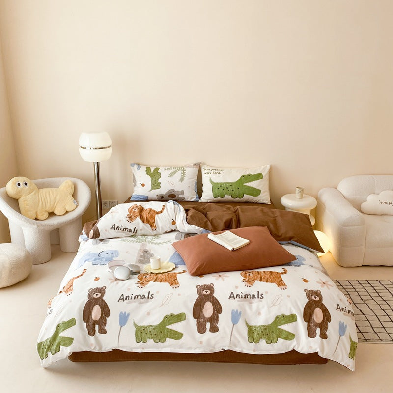 Zoo Animal Cotton Muslin Bedding Set – Twin/Queen