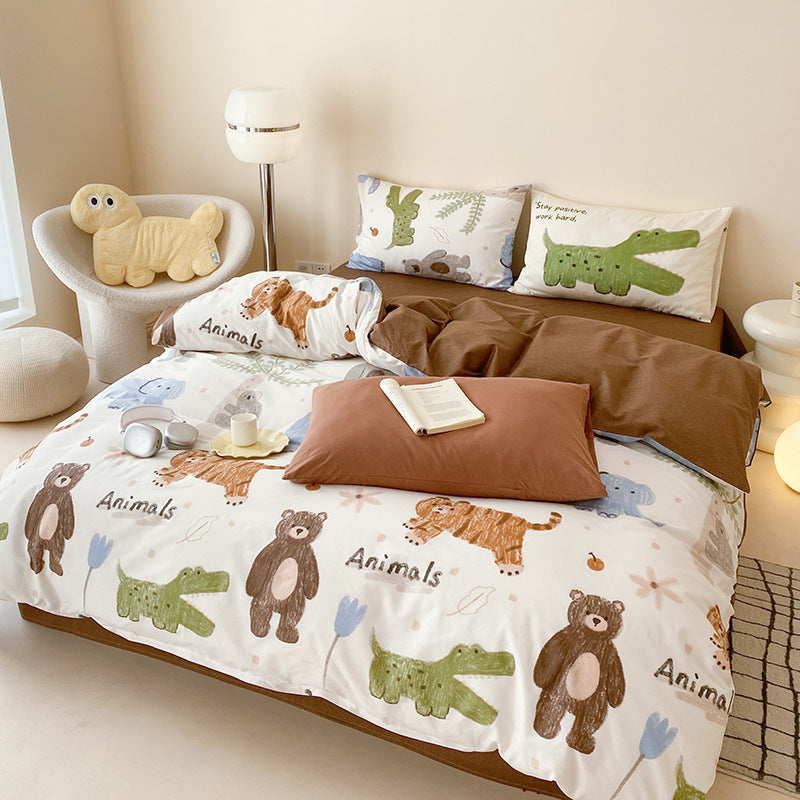 Zoo Animal Cotton Muslin Bedding Set – Twin/Queen