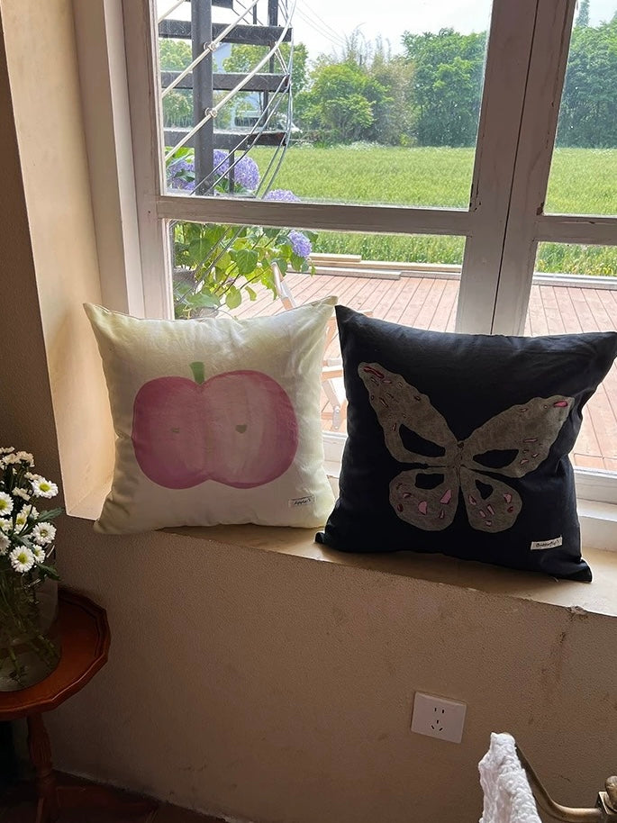 Embroidered Canvas Throw Pillow
