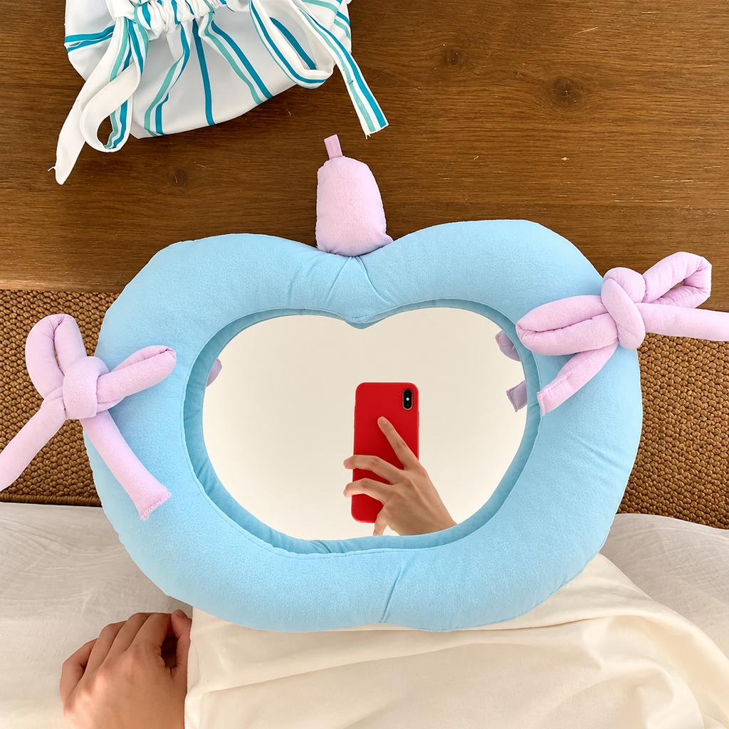Padded Fabric Tabletop Mirror