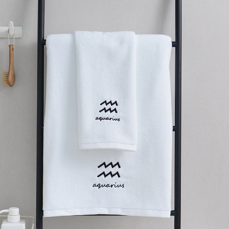 Zodiac Luxury Towel Set (2-Piece) White Aquarius