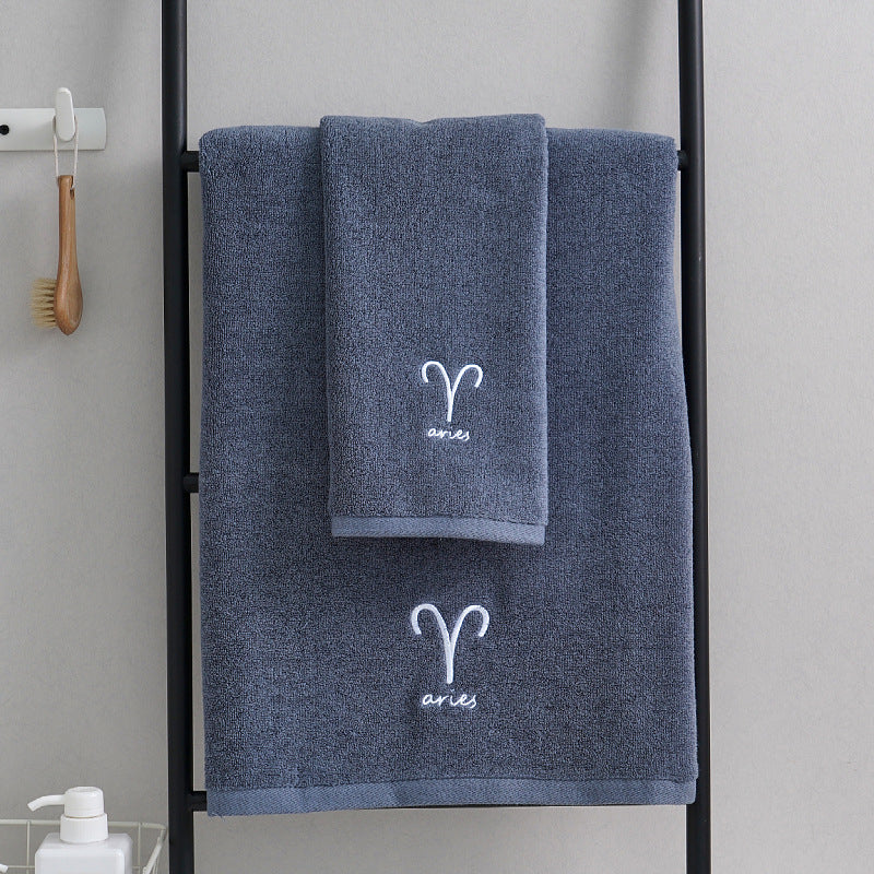 Zodiac Luxury Towel Set (2-Piece) Blue Aries