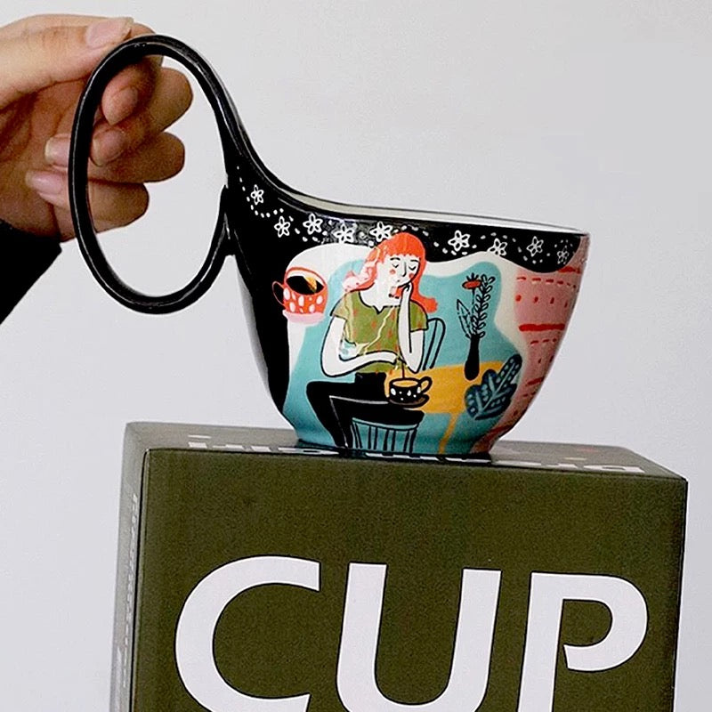 2 pcs Set Ceramic Coffee Mugs Set 2 pcs Black