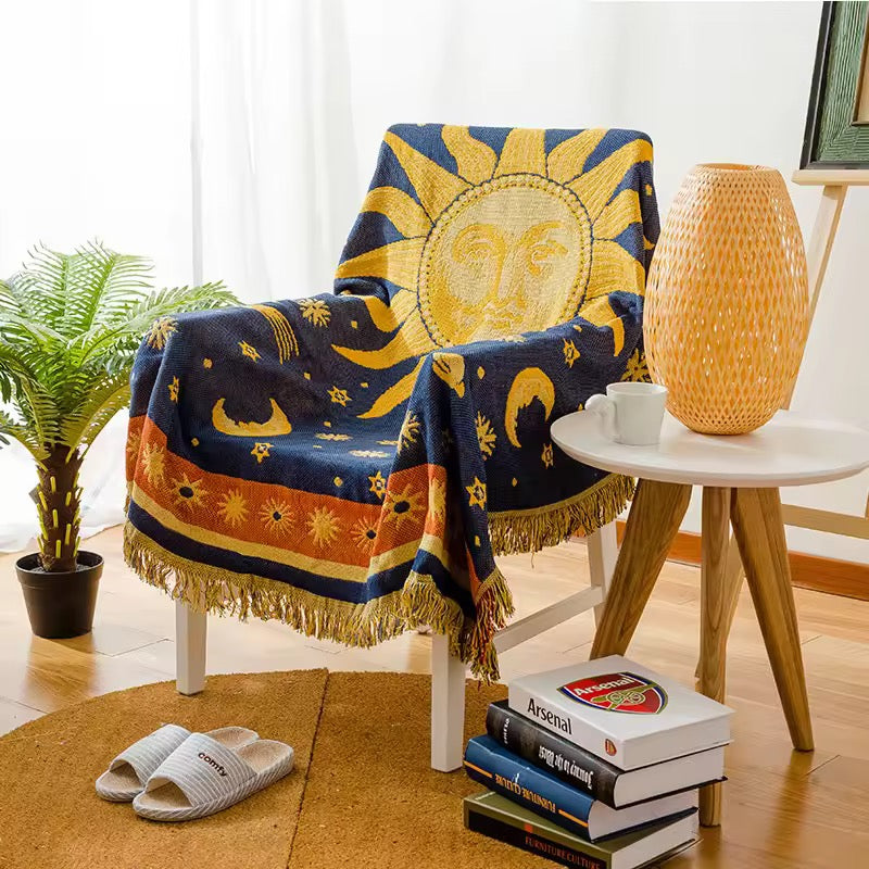 Celestial Sun & Moon Woven Blanket