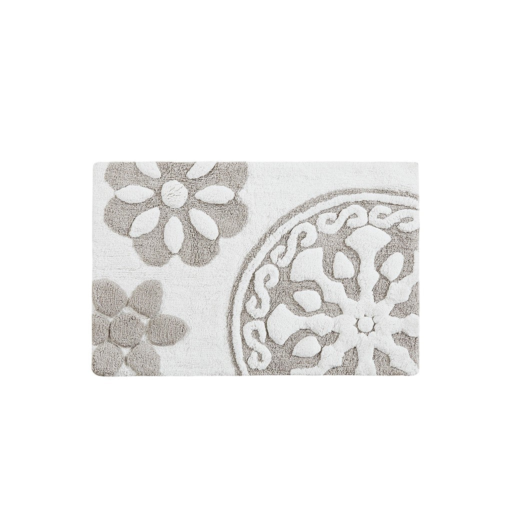 Casablanca Medallion Cotton Tufted Bath Rug 24x44" Taupe
