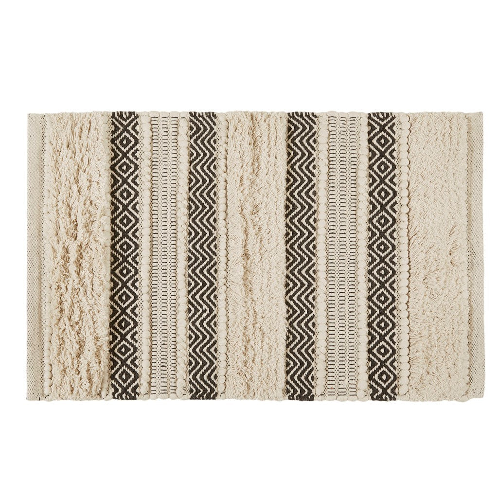 Asher Woven Texture Stripe Bath Rug