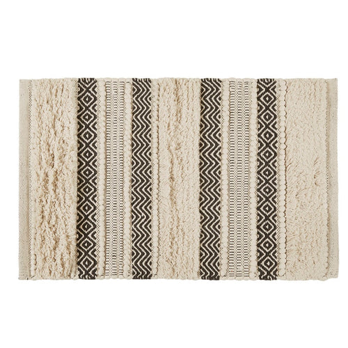 Asher Woven Texture Stripe Bath Rug 20x32" Black