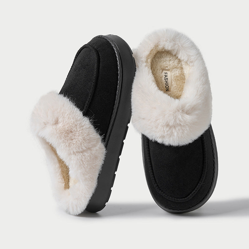 Women's Faux Fur Winter Slippers Black