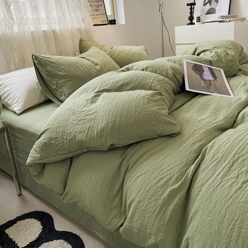 Washed Cotton Bedding Set (4PCS) Olive