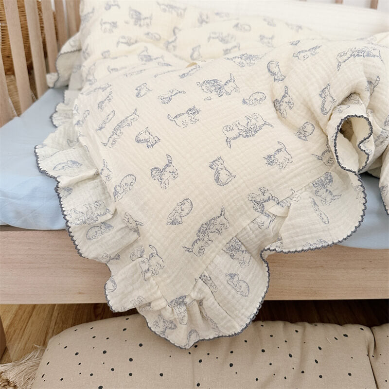 Kitty Duvet Cover Set – Ruffled Cotton Muslin