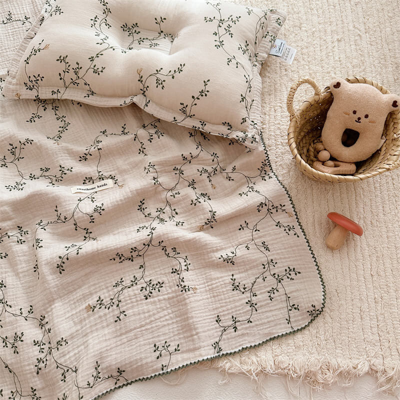 Botanical Muslin Toddler Blanket & Pillow Set – 47" x 51"