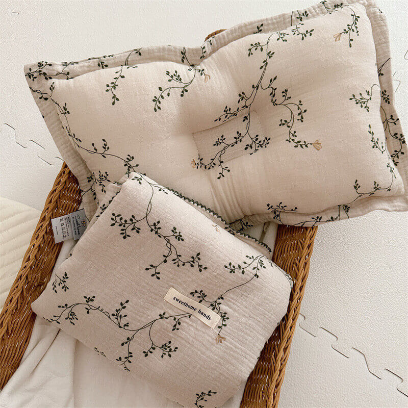 Botanical Muslin Toddler Blanket & Pillow Set – 47" x 51"