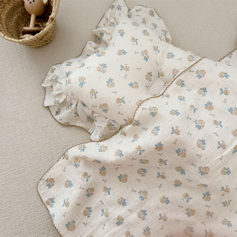 Cotton Muslin Baby Blanket Set – Floral Print Collection Rose
