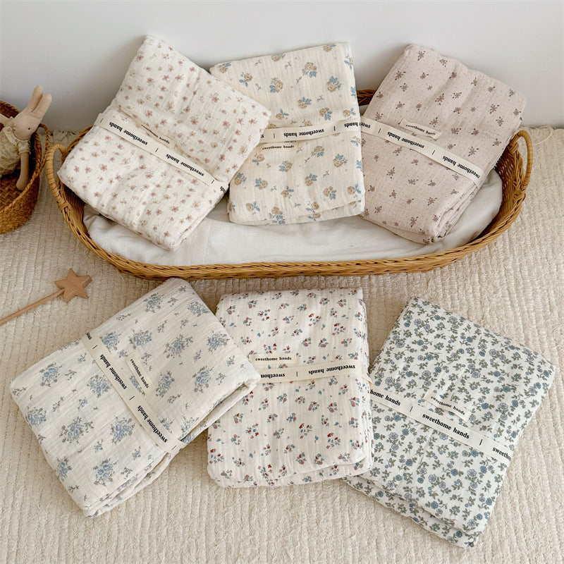 Cotton Muslin Baby Blanket Set – Floral Print Collection