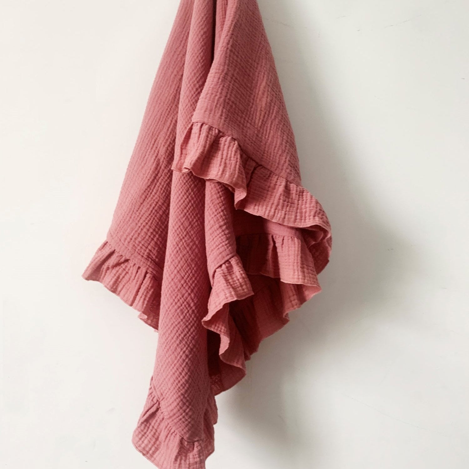 Muslin Swaddle Blanket with Ruffle 35"x35" Pale Lilac