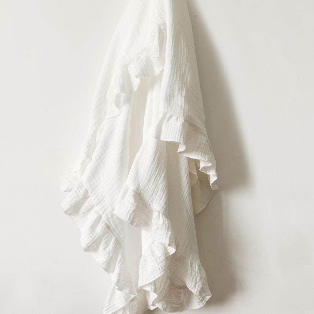 Muslin Swaddle Blanket with Ruffle 35"x35"