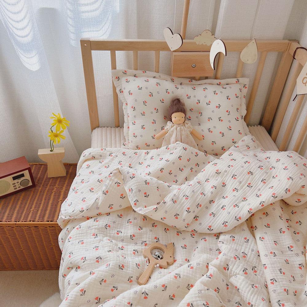 Mini Tulip Kids Comforter – Cotton Muslin with Lace Trim