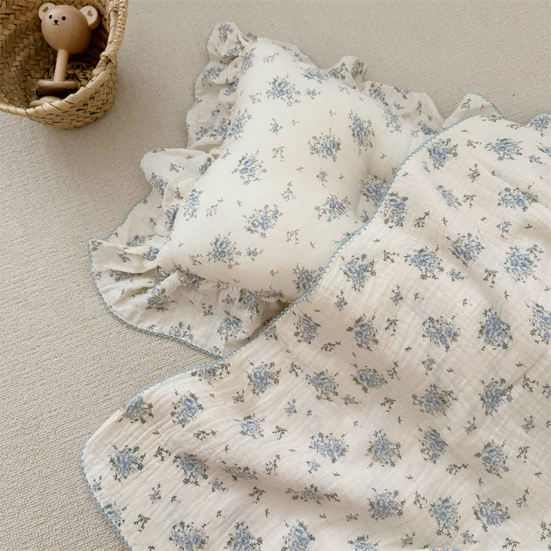 Cotton Muslin Baby Blanket Set – Floral Print Collection Freesia