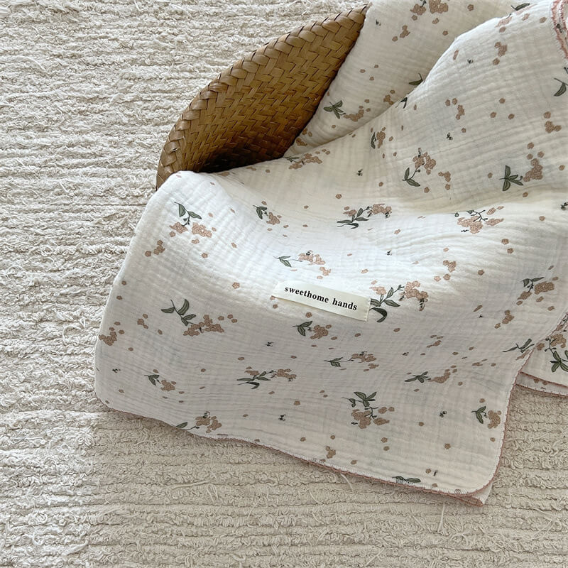 Muslin Baby Blanket & Pillow Set – Laurel Floral, 100% Cotton