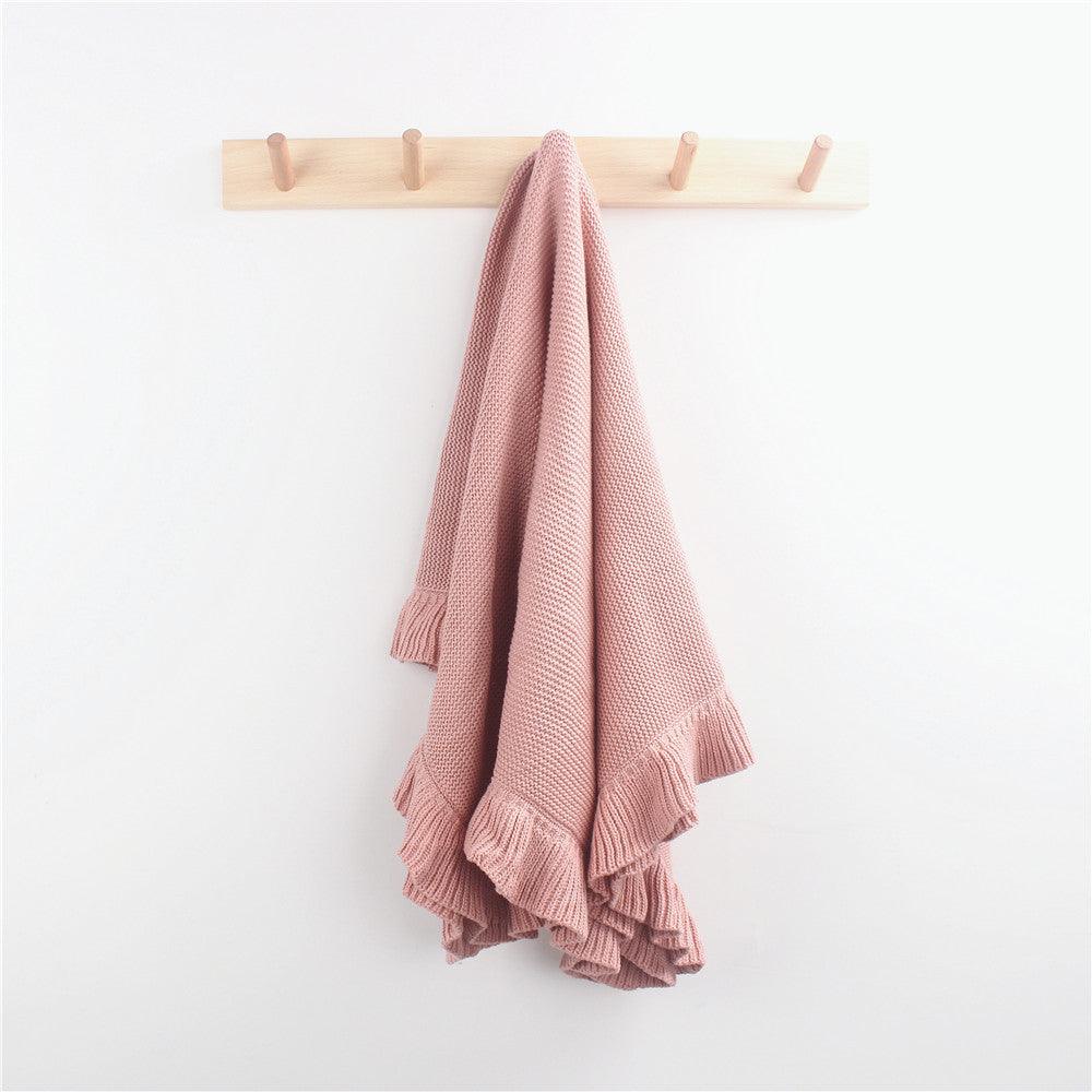 Knitted Ruffle Baby Blanket – Soft Cotton Crib Throw