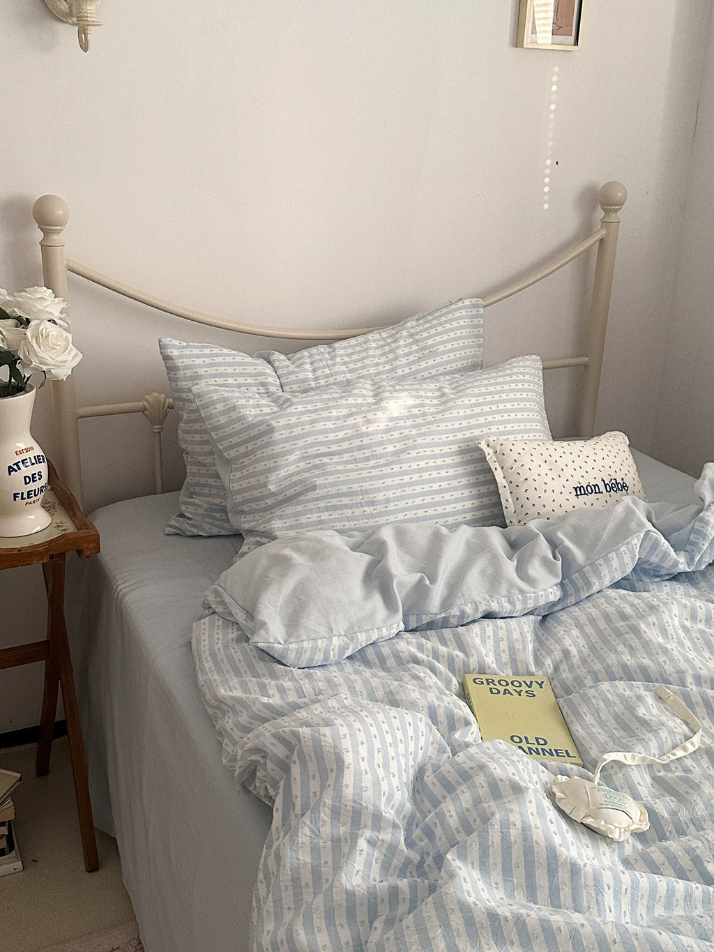 Blue Textured Stripe Duvet Cover Set