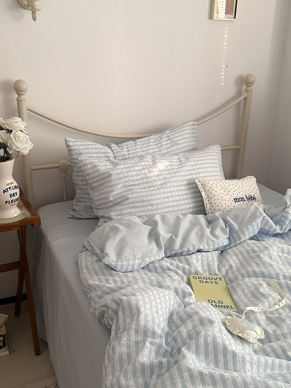 Blue Textured Stripe Duvet Cover Set