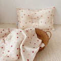 Pink Heart Muslin Toddler Blanket & Pillow Set – 47" x 51"