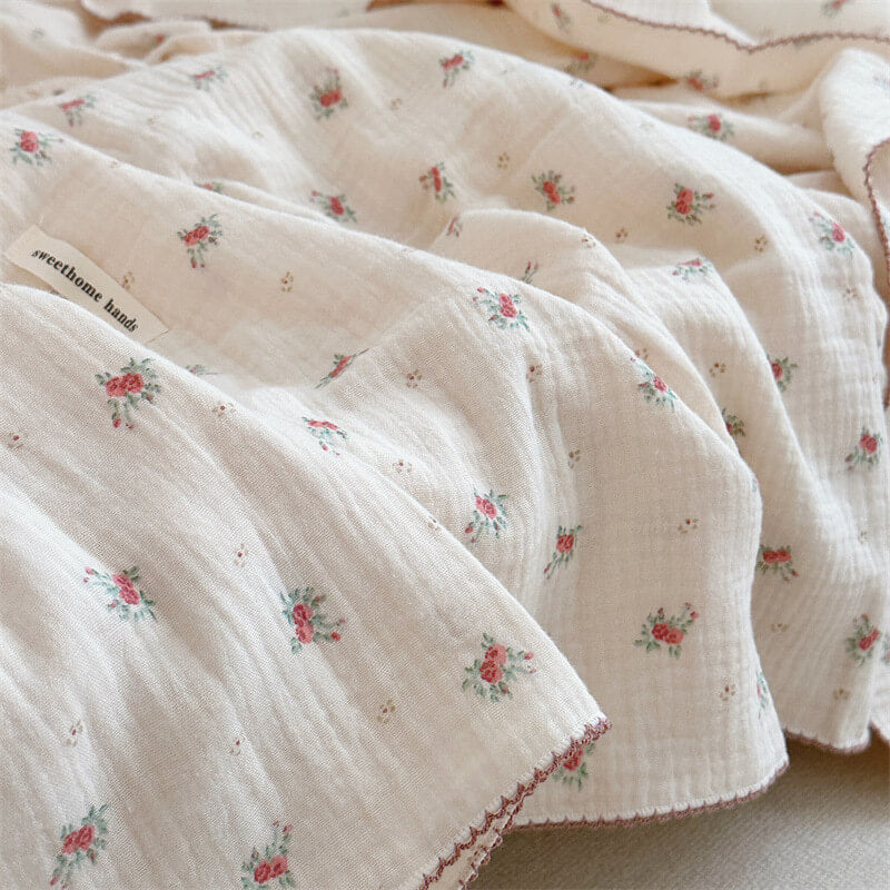 Tiny Rose Muslin Toddler Blanket & Pillow Set