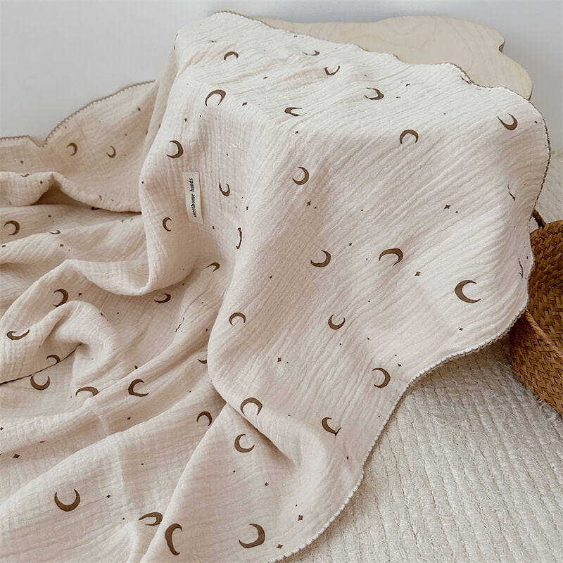 Moon & Star Muslin Toddler Blanket and Pillow Set