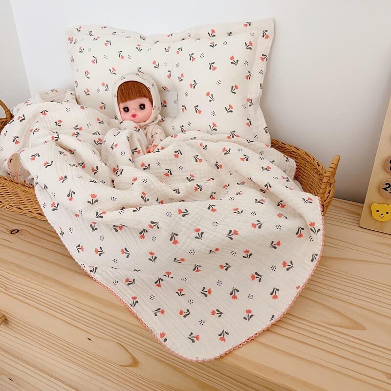 Muslin Baby Blanket – Tulip Floral, 100% Cotton
