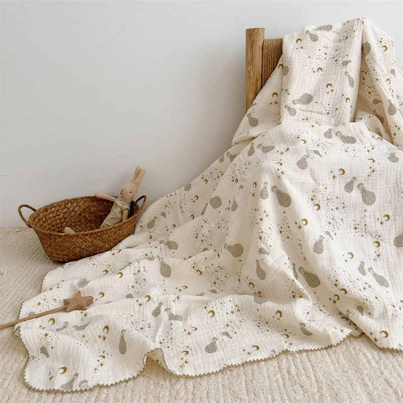 Cotton Muslin Baby Blanket Set – Floral Print Collection Hot Air Balloon