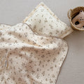 Olive Green Floral Muslin Toddler Blanket & Pillow Set