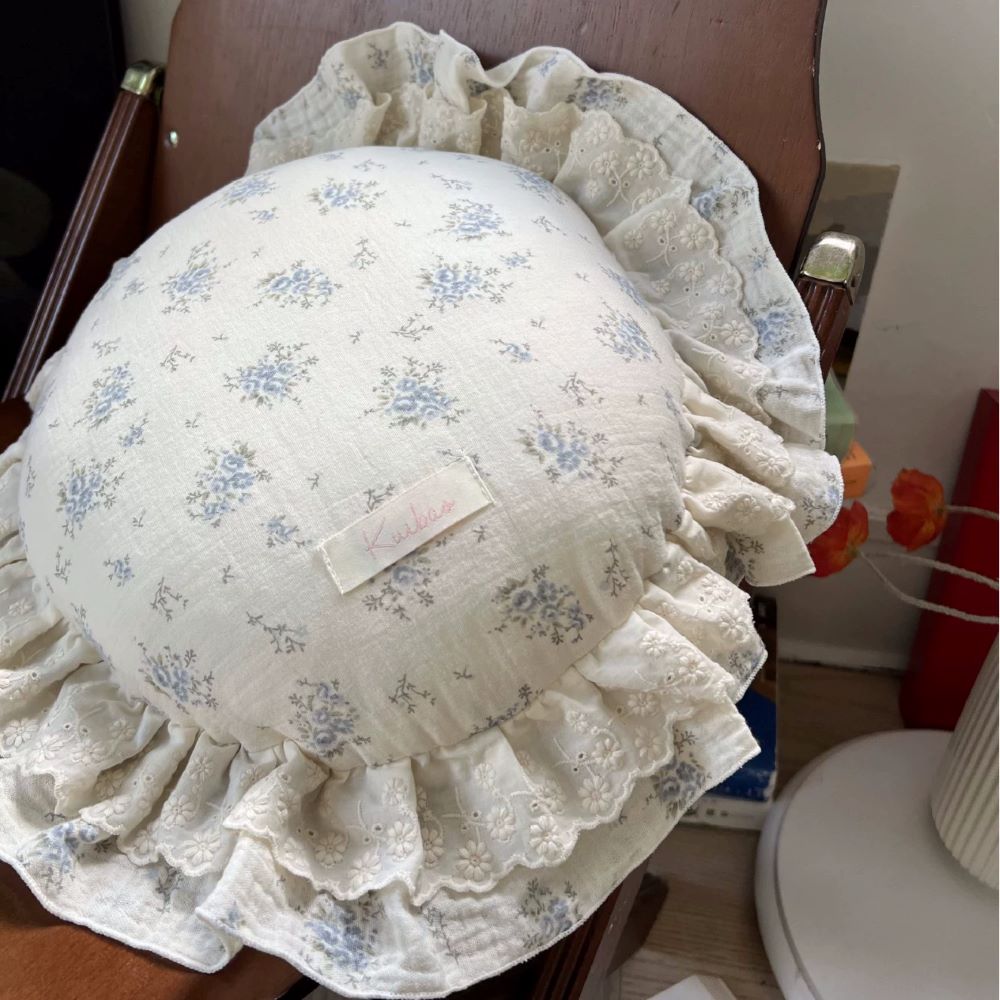 Round Ruffle Decorative Pillow Freesia