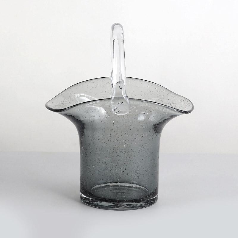 Bag Glass Vase Short Basket Grey