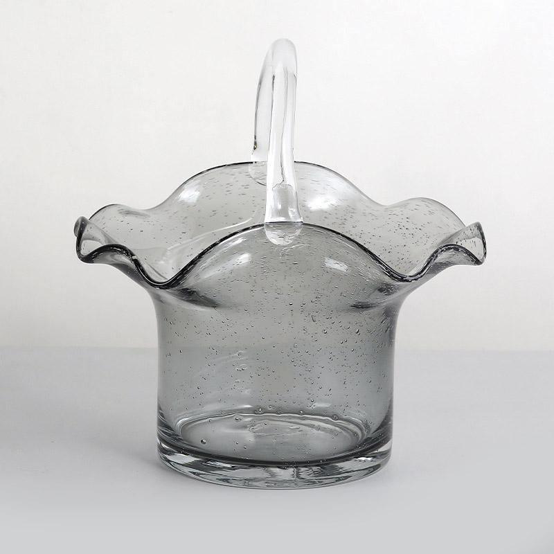 Bag Glass Vase Wavy Basket Grey